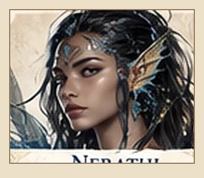 Concept sketch of one Nerathi individual, an illustrative face rather than a universal physical template